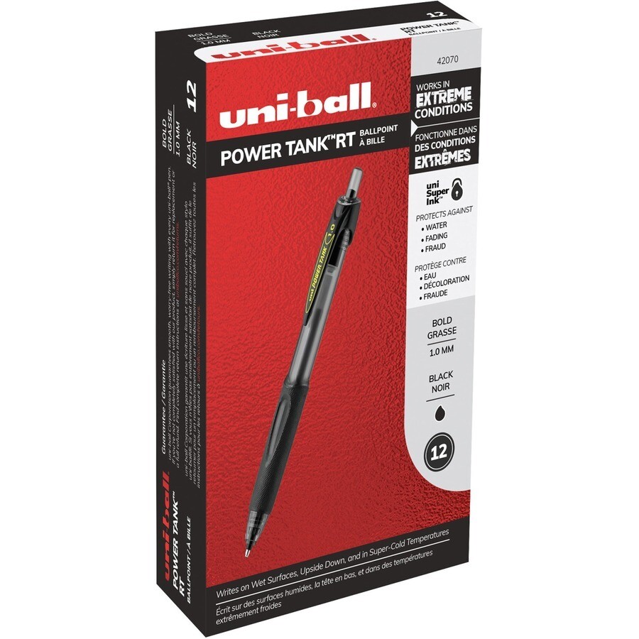 Pen, Ballpoint, Retractable, Uni-ball Powertank Blue, Box of 12, 1 Mm, Refillable