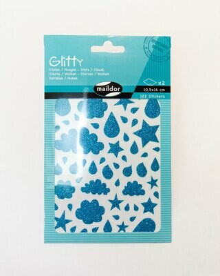 Stickers, Glitty Glitter Shapes, 2 sheets
