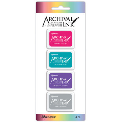 Stamp Pads #4, Assorted Colours, 4 Pack Acid Free, Permanent, Waterproof