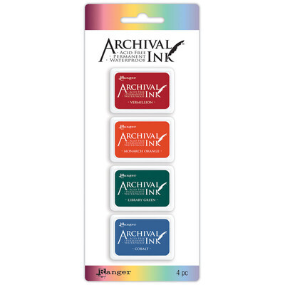 Stamp Pads #1, Assorted Colours, 4 Pack Acid Free, Permanent, Waterproof
