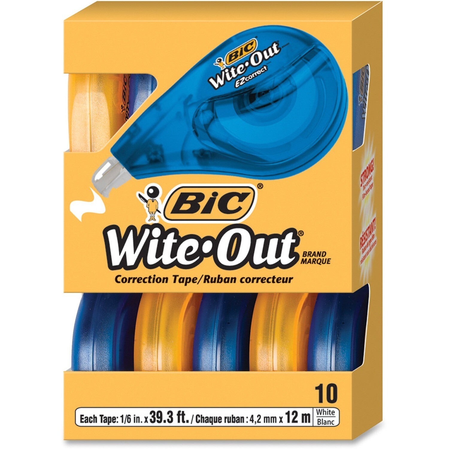 Correction Tape, Wite-Out, Bic 10 Pack, 4.2 Mm x 12 M