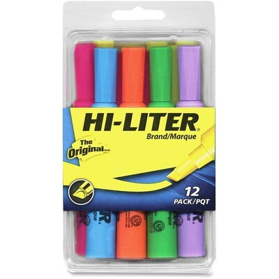 Hi-Liter, Dry Safe, Chisel Assorted, Pack of 12