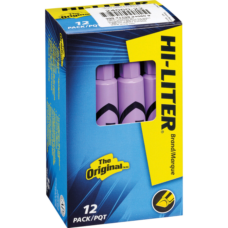 Hi-Liter, Dry Safe, Chisel Fluorescent Purple, Box of 12