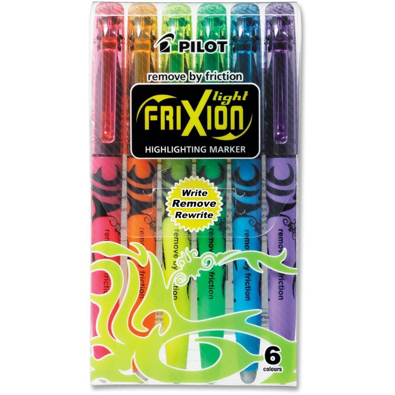 Highlighter, Erasable, Frixion, Chisel Assorted, Pack of 6