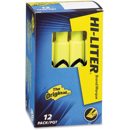 Hi-Liter, Dry Safe, Chisel Yellow, Box of 12