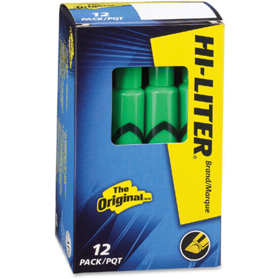 Hi-Liter, Dry Safe, Chisel Fluorescent Green, Box of 12