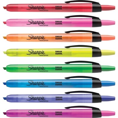 Highlighter, Smeargaurd, Retractable Assorted, Chisel, Single