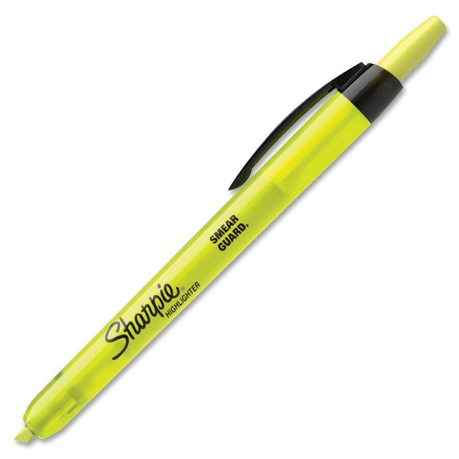 Highliter, Smearguard, Retractable Yellow, Single