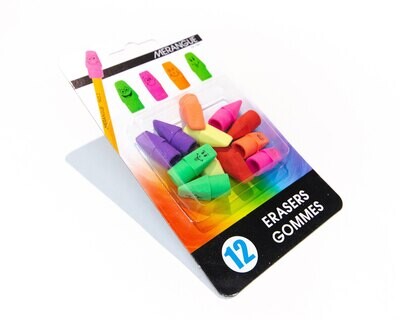 Eraser, Pencil Cap, Merangue Happy Face, Assorted Colours, 12 Pack