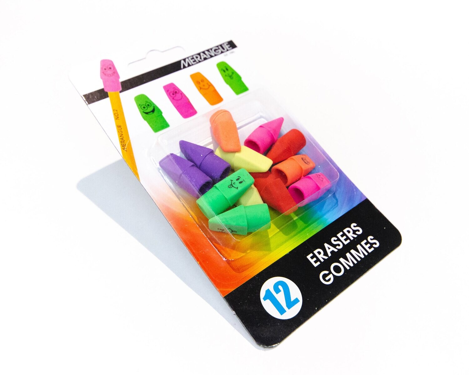 Eraser, Pencil Cap, Merangue Happy Face, Assorted Colours, Single