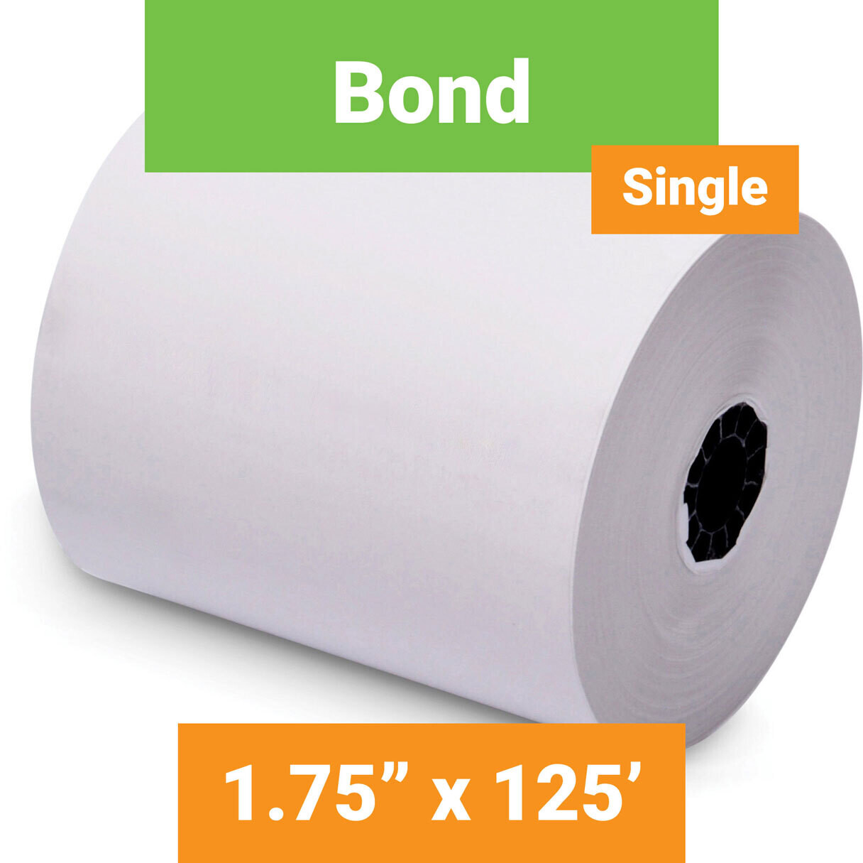 Paper, Bond, 1.75" x 125' White, Single Roll
