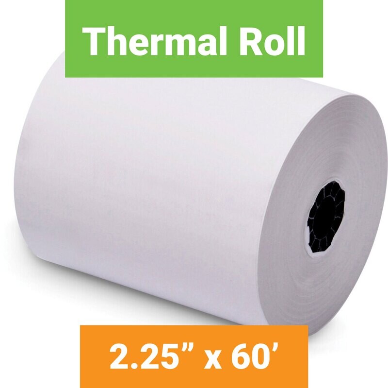 Paper, Thermal, 2.25&quot; x 60’ White, 100 Pack