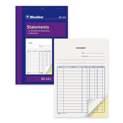 Statement Book, Blueline 50 Duplicates, 5 3/8" x 8"