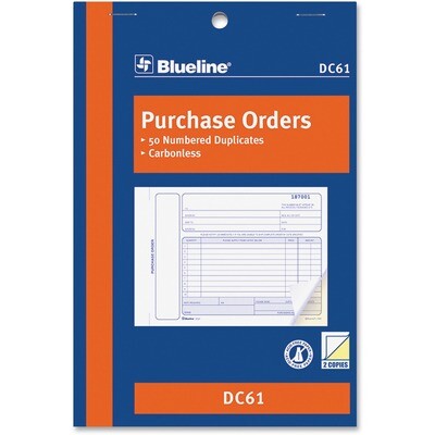 Purchase Order Form Book, Blueline 50 Duplicates, 5 3/8" x 8"