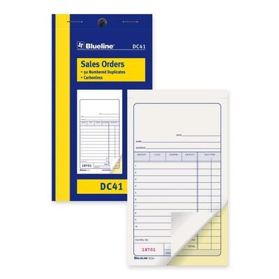 Sales Order Book, Blueline 50 Duplicates, 3 1/2" x 6 1/2"