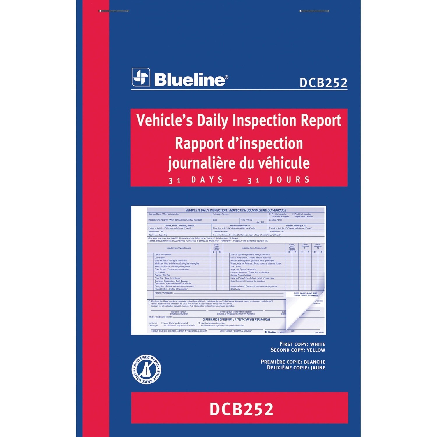 Vehicle's Daily Inspection Report 50 Duplicates, 5 3/8" x 8”