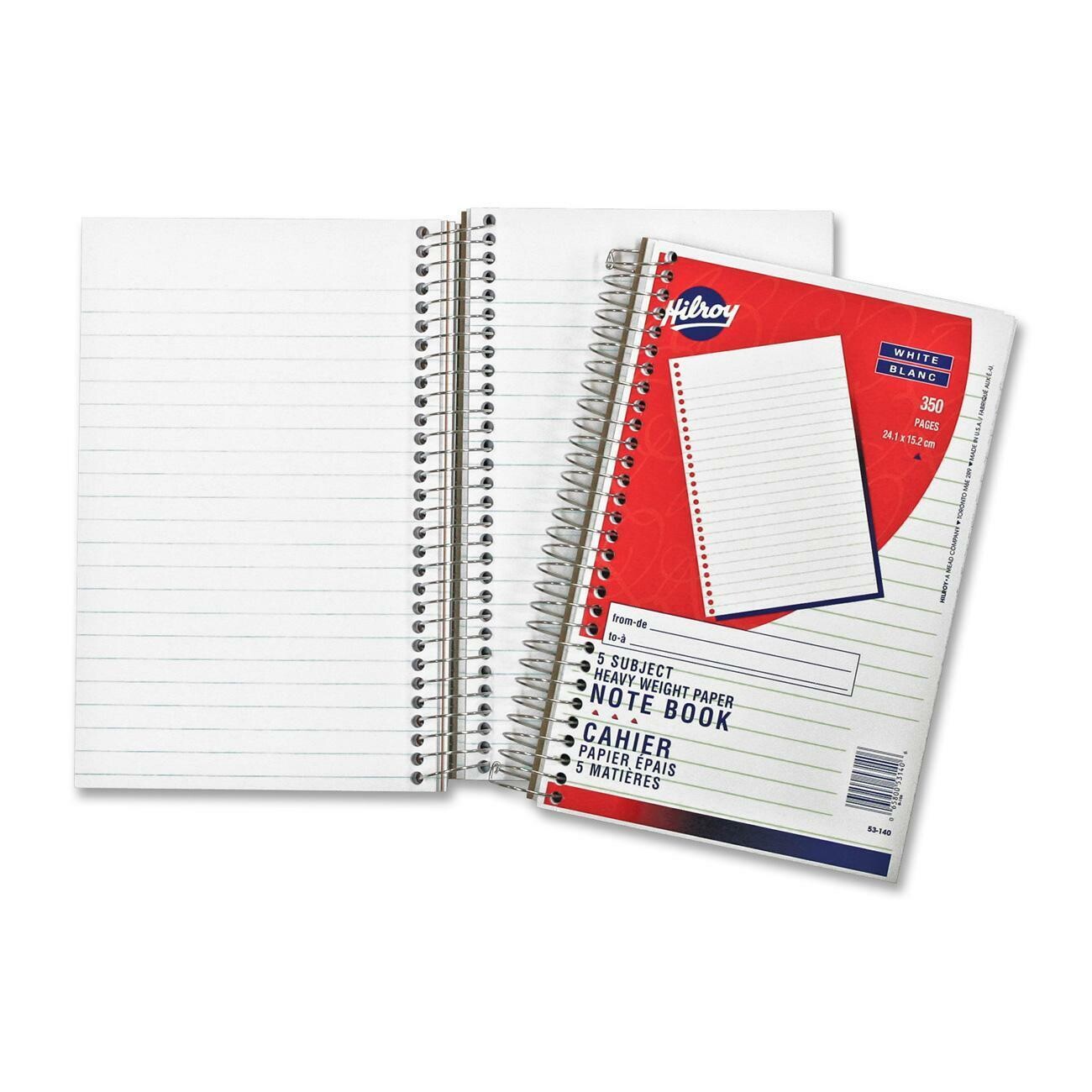 Notebook, Exercise, 6" x 9 1/2" 350 Pages, 5 Subject, Hilroy