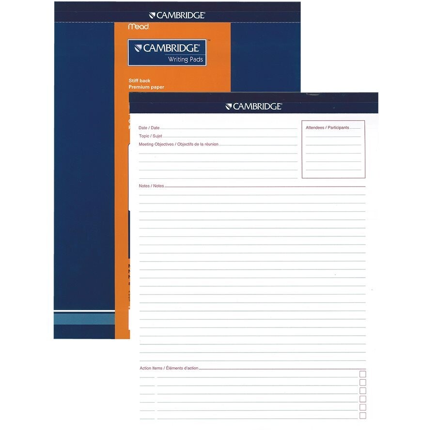 Notepad, Lined, 8 1/2" x 11" 70 Pages, Cambridge