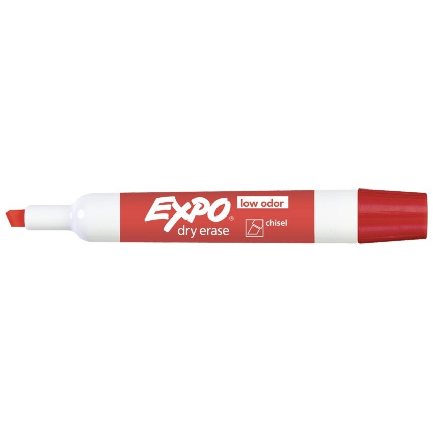 Marker, Whiteboard, Chisel Red, Single, Expo
