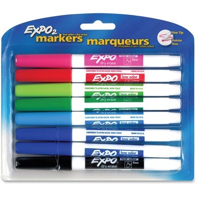 Marker, Whiteboard, Fine Assorted Colours, 8 Pack, Expo