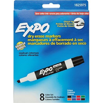 Marker, Whiteboard, Chisel Assorted Colours, 8 Pack, Expo