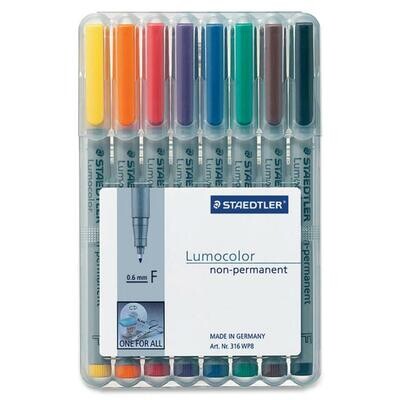 Marker, Whiteboard, Fine Assorted Colours, 9 Pack, Lumocolor