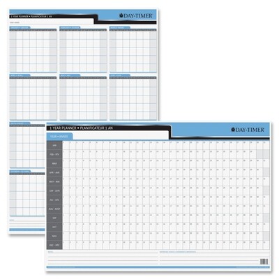 Wall Planner, 1 Year/12 Month, 24" x 36" Undated, Day-Timer