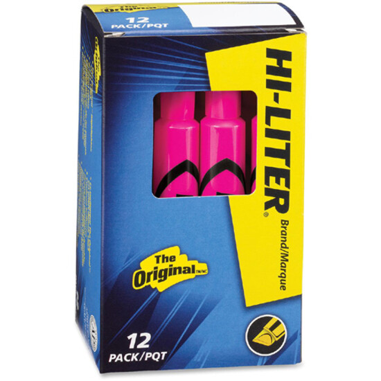 Hi-Liter, Dry Safe, Chisel Fluorescent Pink, Box of 12