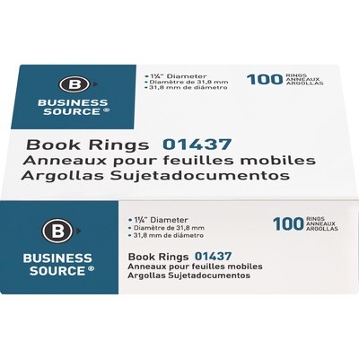 Book Rings, 1 1/4" 100 Pack, Busines Source