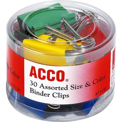 Binder Clips Assorted Size and Colours, Acco