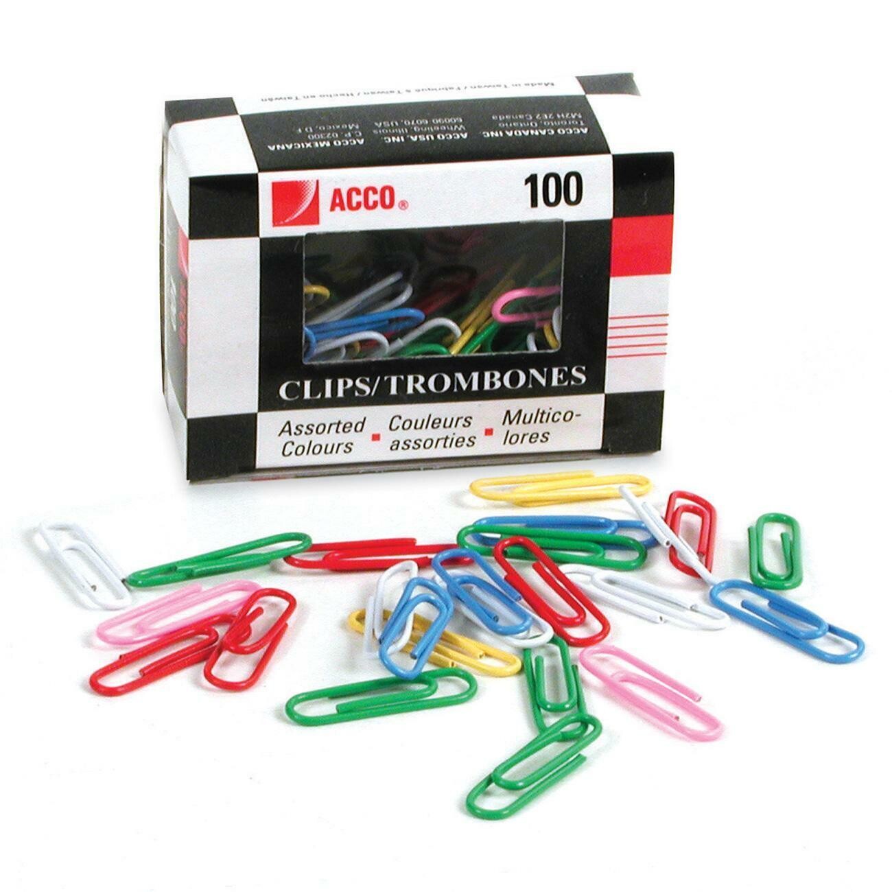 Paper Clips, #4 100 Pack,2", Assorted Colours, Acme