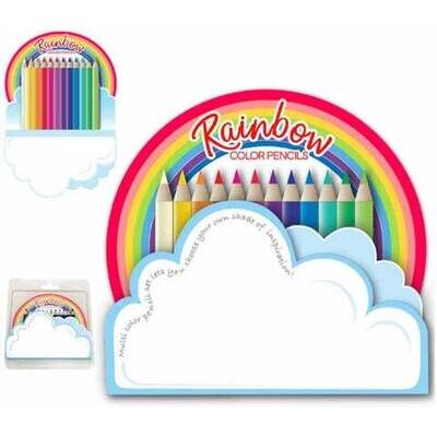 Coloured Pencil and Paper Set Rainbow Cloud Pad and 12 Pencil Crayons