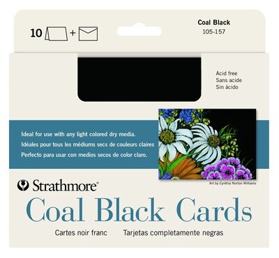 Cards and Envelopes, Coal Black White, 5" x 6 7/8", 10 Cards