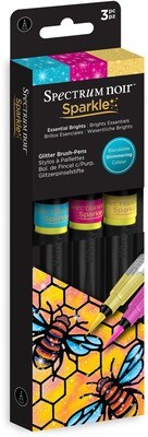 Marker, Brush Pens, Glitter Essential Brights, 3 Pack