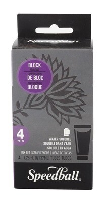 Ink, Block Printing, Water Soluble 4 Pack Assorted Colours, 1.25 oz, Speedball