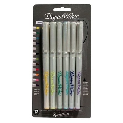 Markers, Elegant Writers 12 Assorted Colours, Chisel Tip