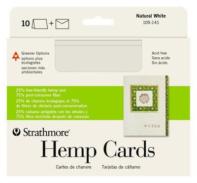 Cards and Envelopes, Blank Hemp, Natural White, 5" x 6 7/8", 10 Cards