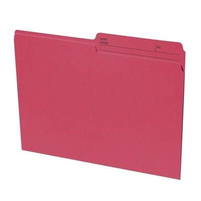 File Folder, Letter Red, 1/2 Cut, 100 Pack, Basics