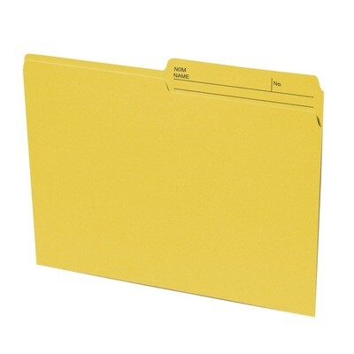 File Folder, Letter Yellow, 1/2 Cut, 100 Pack, Basics