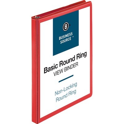 Binder, 0.5" Red, Round Ring, View, Business Source