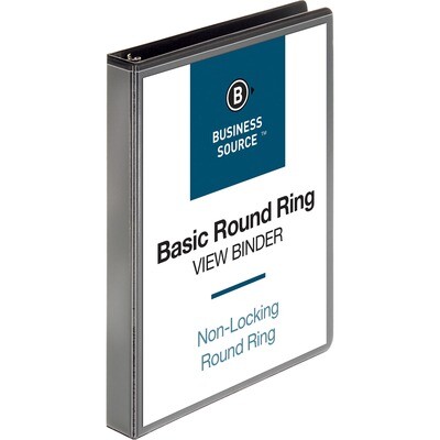 Binder, 1" Black, Round Ring, View, Business Source