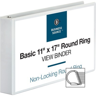 Binder, 2" White, 11" x 17", D-Ring, Business Source