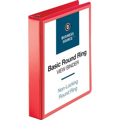Binder, 1.5" Red, Round Ring, View, Business Source