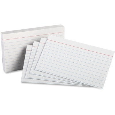 Index Cards, Ruled ,White  3" x 5", 100 Pack, Oxford
