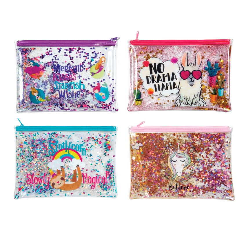 Pencil Pouch, Trendy Glitter Assorted Patterns
