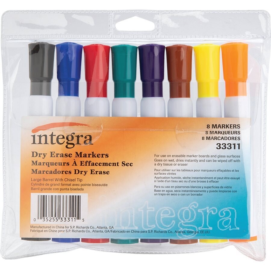 Marker, Whiteboard, Fine Assorted Colours, 8 Pack, Intrega