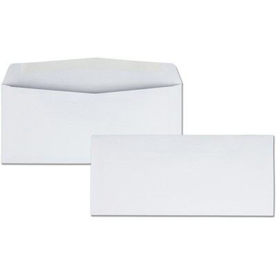 Envelope, #10 White, 9 1/2" x 4 1/8", Gum Seal, 500 Pack, White