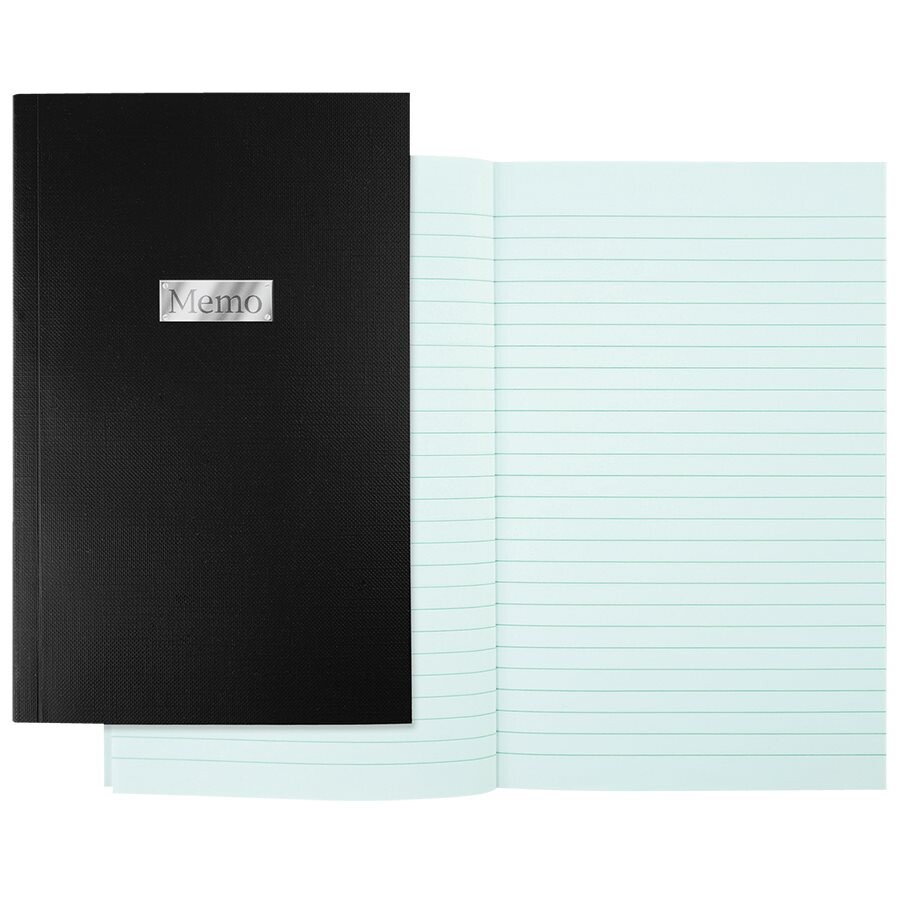 Memo Book, Lined, 4 3/5" x  7 1/2" Black, 192 Pages