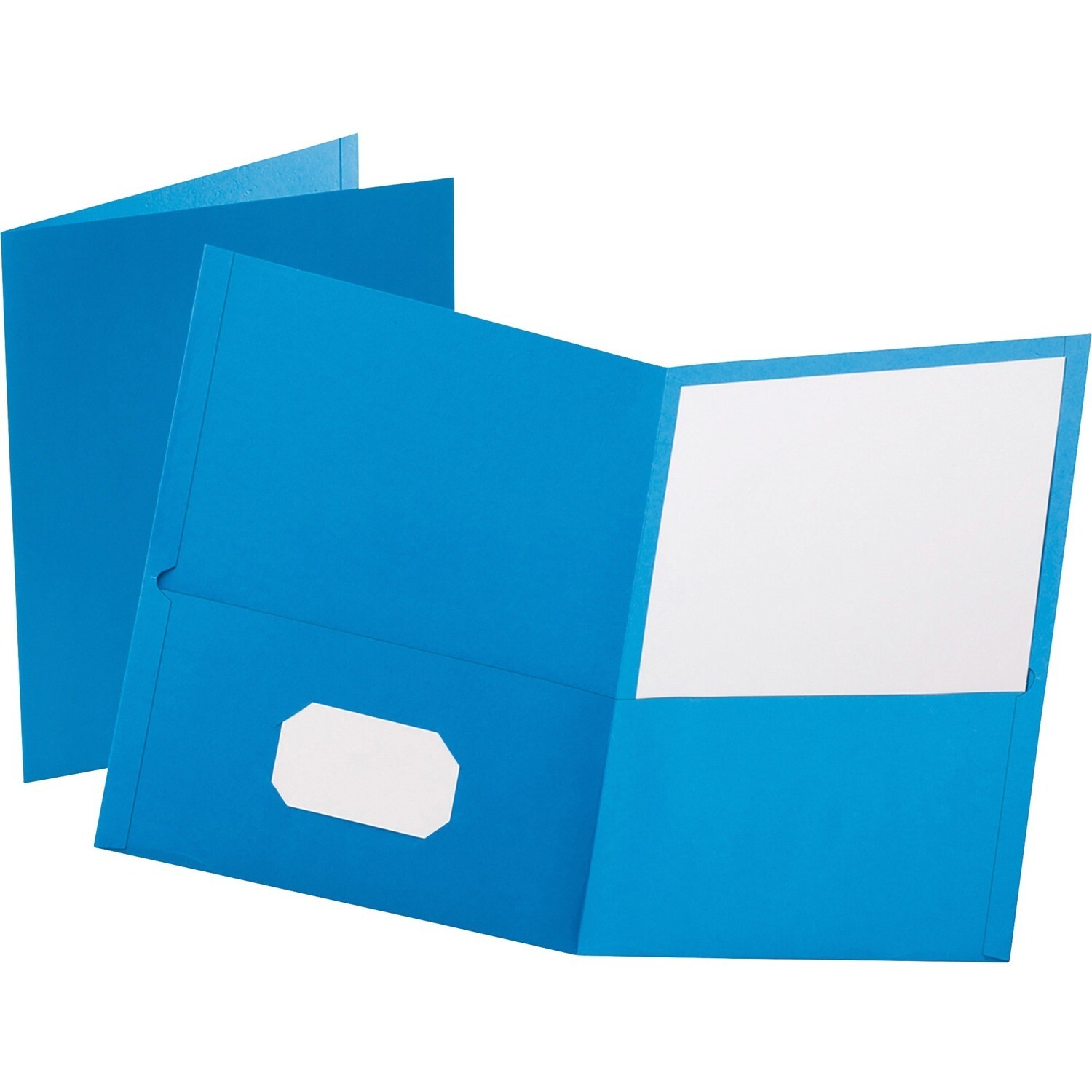 Twin Pocket Folder, with Business Card Slot Light Blue, Box of 25, Oxford