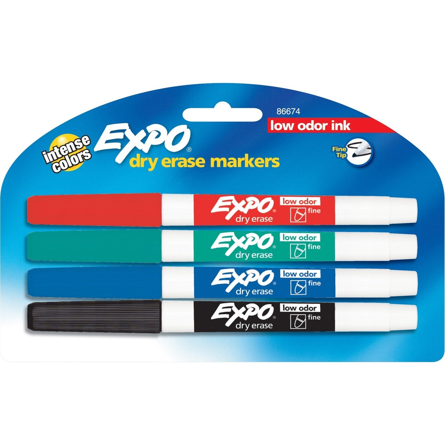 Dry Erase, Markers, Low Odour Assorted, 4 Pack